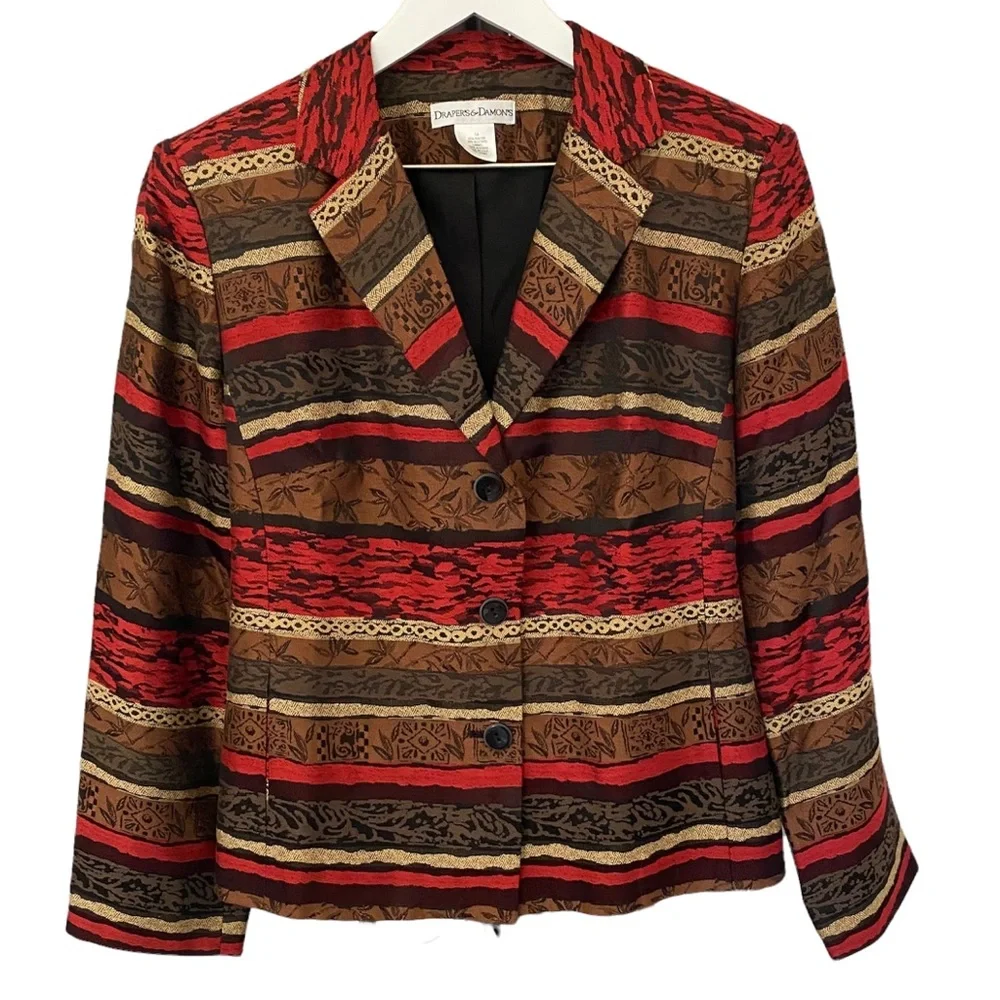 Vintage Draper’s & Damon’s Womens Boho Western Button Front Blazer Size 14